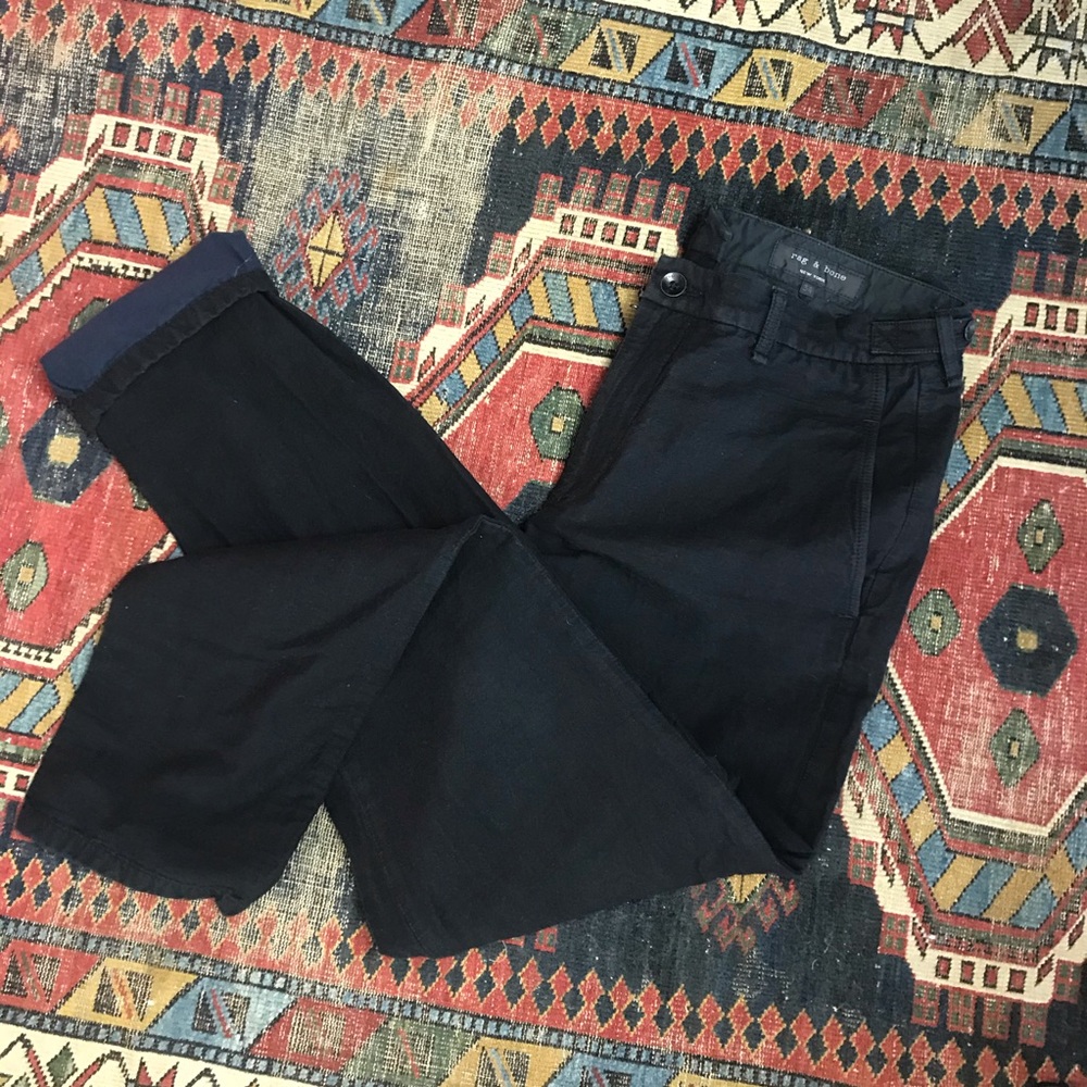 Rag & Bone men's cotton linen pants size 34 navy
